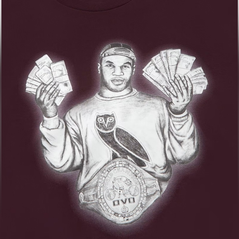 OVO X Mike Tyson burgundy tee